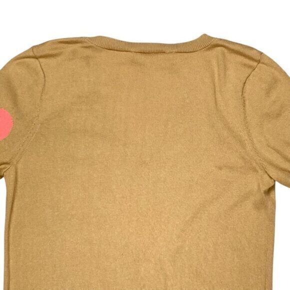 LOFT V-Neck Sweater Women Xs Tan Polka Dot Pink Minimalist Modest Neutral Modern - Picture 6 of 16